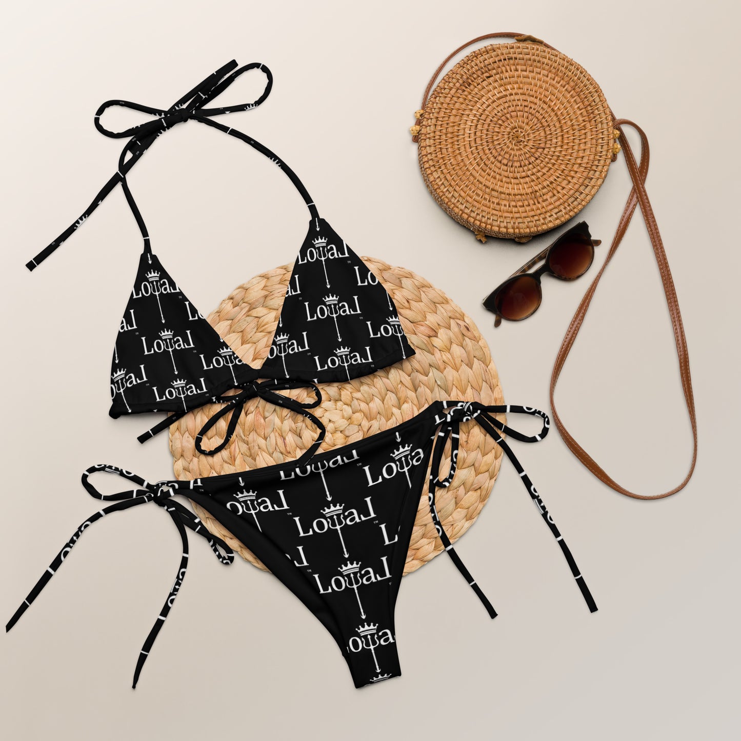 All-over print LoyaL string bikini black