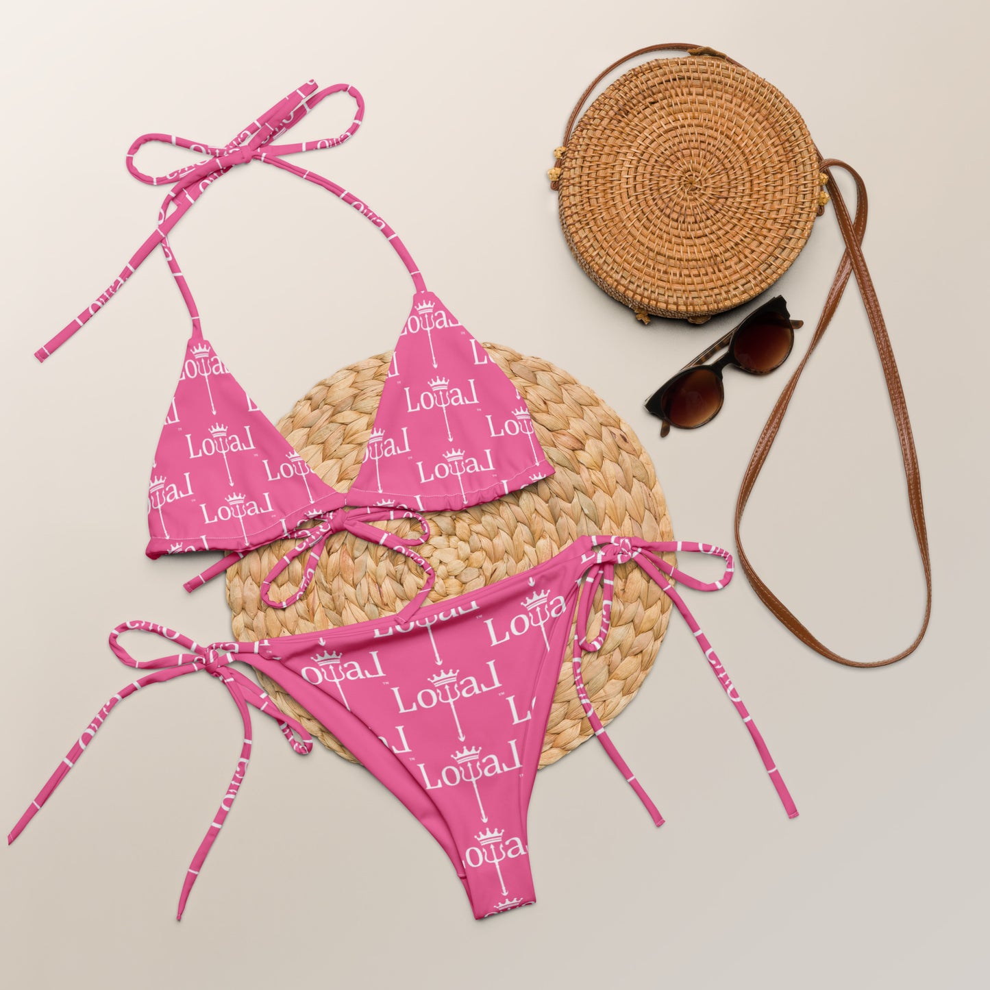 All-over print LoyaL string bikini pink