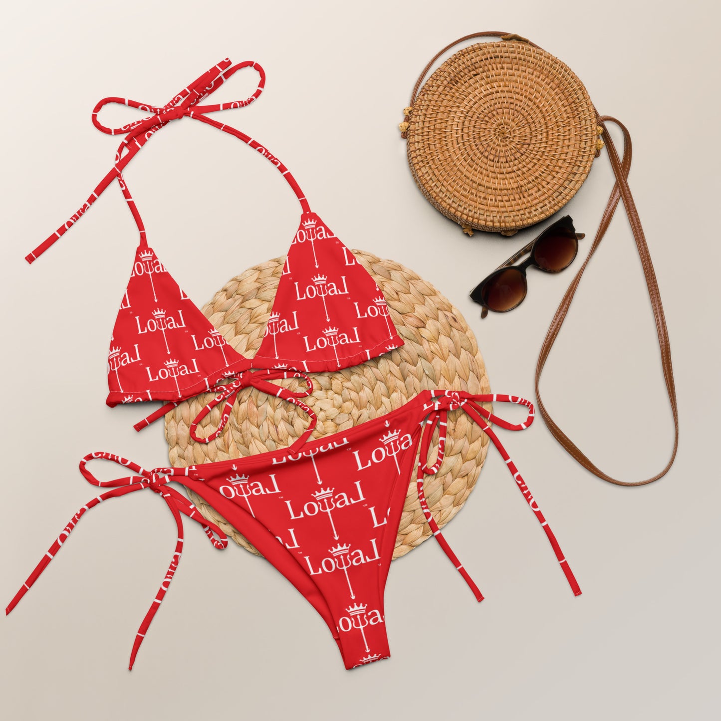 All-over print LoyaL string bikini red